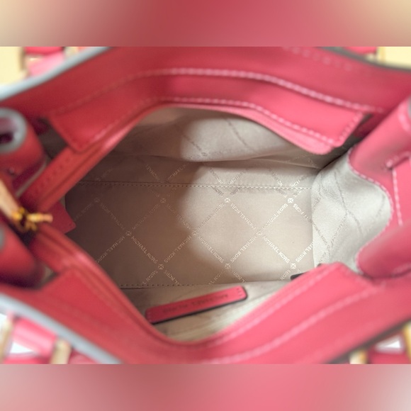 Michael Kors Hamilton Small Satchel Shoulder Bag Graphic Logo Light Berry Multi - Picture 9 of 14